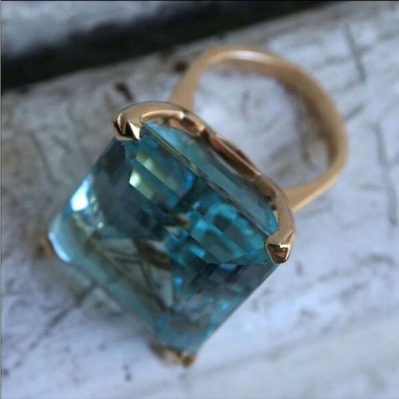 The Neptune Cocktail Ring 14k yellow gold plating over 925 Silver sz 10 - Picture 9 of 10